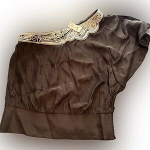 Black House White one shoulder blouse. Tags never worn